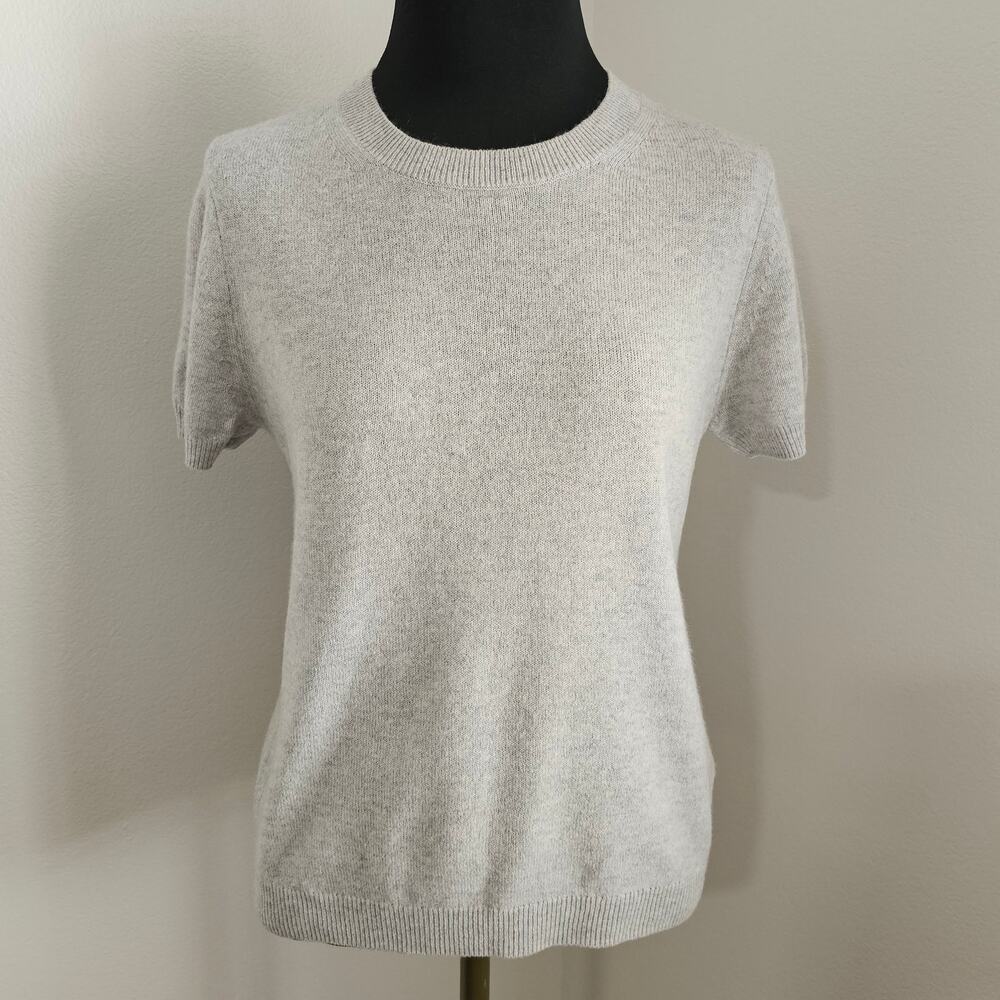 Quince Women's Light Gray 100% Mongolian Cashmere Tee Cozy Sweater Knit Top L